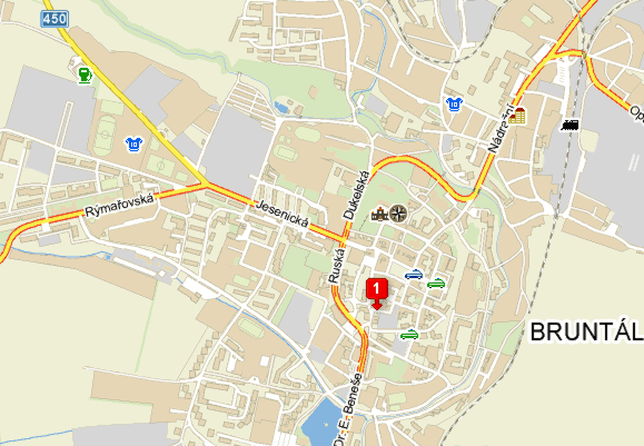 map of the town of Bruntál